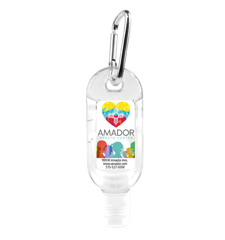 1.8 Oz Hand Sanitizer Antibacterial Gel in Flip-top Bottle with Carabiner