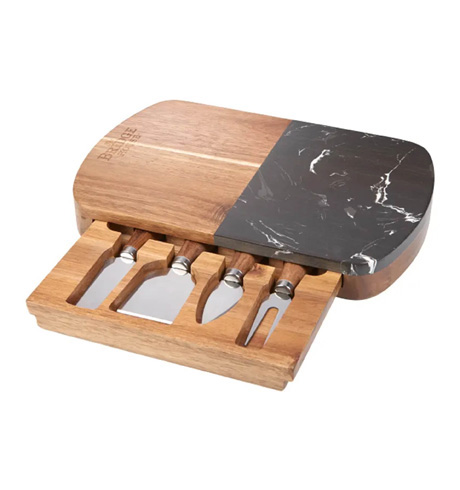 Black Marble Cheese Board Set with Knives